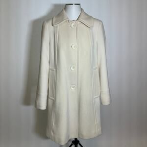 Anne Klein Cream Wool Blend Overcoat Peacoat Pea Coat Formal Womens Size Small S
